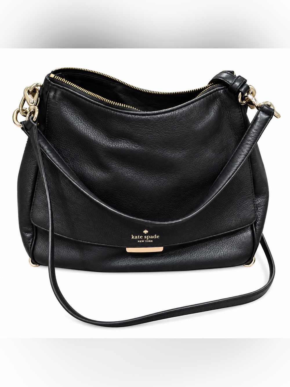 Kate Spade Robinson Lane Chantel Large Black Leather Shoulder Crossbody Bag